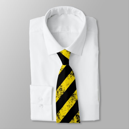 Cravate Black Yellow Grunge Caution Tape Stripes Pattern (Attaché)