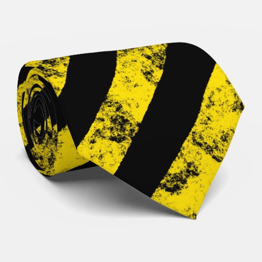 Cravate Black Yellow Grunge Caution Tape Stripes Pattern (Roulé)