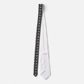Cravate Blanc à motifs de losanges de noir de crânes (Dos)