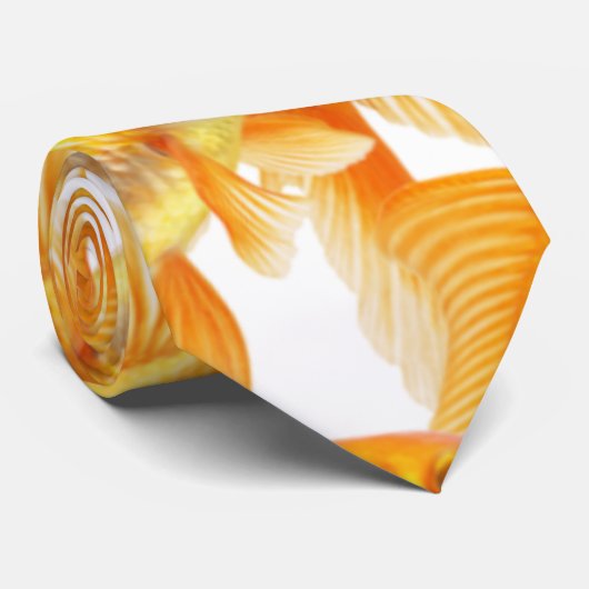 Cravate Blanc avec le cadeau de poisson rouge (Roulé)