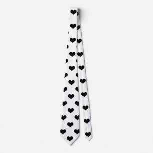 Cravate Blanc Black Love Heart Motif Design