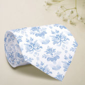 Cravate blanc bleu aquarelle