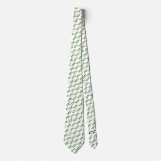 Cravate (blanc) - Chameleon vert (Devant)