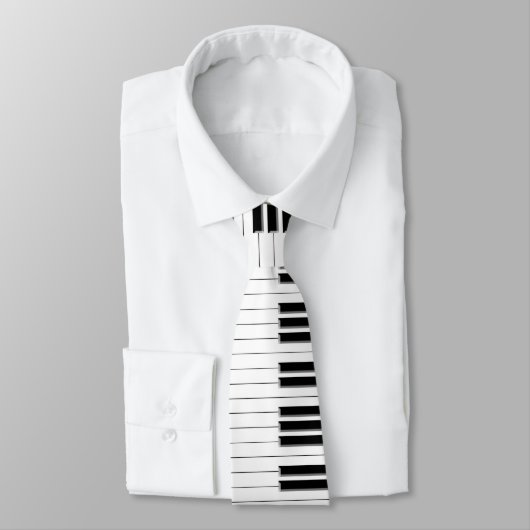 Cravate - blanc de noir de clavier de piano (Attaché)
