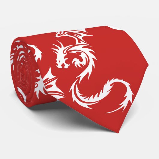 Cravate blanc de rouge de dragon (Roulé)