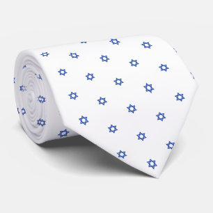 Cravate Blanc d'étoile de David de bébé bleu