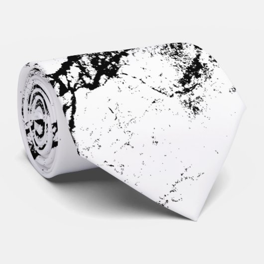 Cravate Blanc éclaboussé par noir (Roulé)