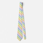 Cravate Blanc en pastel Checkered rayé d'arc-en-ciel (Devant)