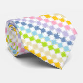 Cravate Blanc en pastel Checkered rayé d'arc-en-ciel (Roulé)