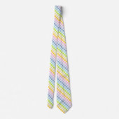 Cravate Blanc en pastel Checkered rayé d'arc-en-ciel (Dos)