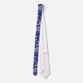 Cravate Blanc et bleu Retro Ornate Motif Paisley (Dos)