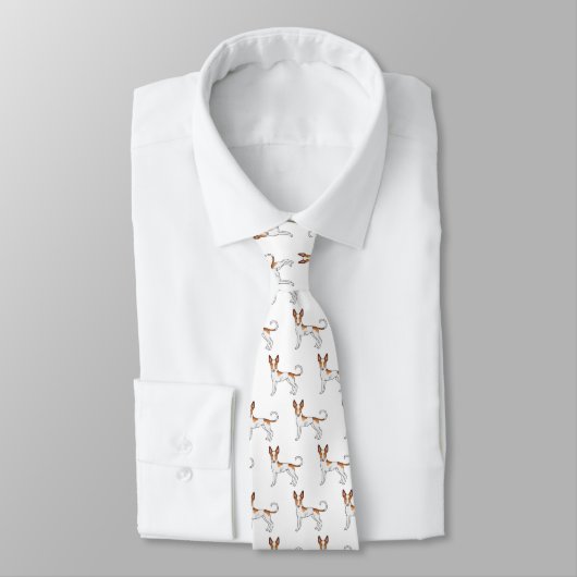 Cravate Blanc et rouge Ibizan Hound Smooth Coat Chien Moti (Attaché)