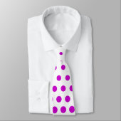Cravate Blanc moderne de pois magenta (Attaché)