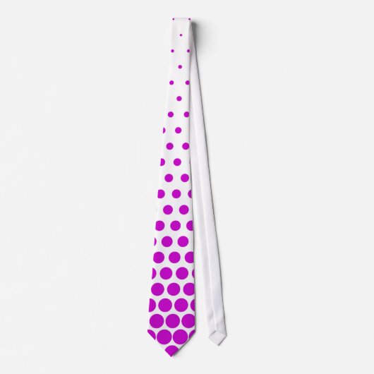 Cravate Blanc moderne de pois magenta (Devant)