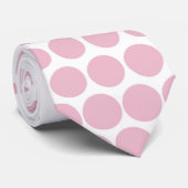 Cravate Blanc moderne rose de point de polka de camée (Roulé)