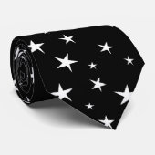 Cravate Blanc noir 1 d'étoiles (Roulé)