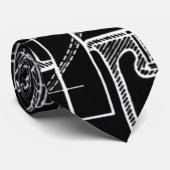 CRAVATE BLANC OUVRIER DE NOIR DE MODÈLE DE DESSIN (Roulé)