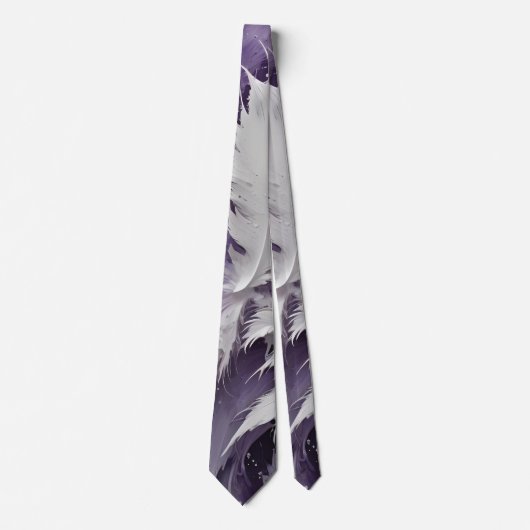 Cravate Blanc plumeux et violet (Devant)