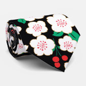 Cravate Blanc Sakura Japonais Floral Kimono (Roulé)