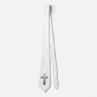 Cravate Blanc Silver Croix Dieu vous aime