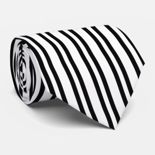 Cravate Blanc simple avec bandes verticales noires