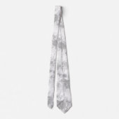 Cravate Blanc Sur Blanc Cascadé Peonies gris pâle Mariage (Dos)