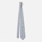 Cravate Blanc Unicorne rose Fleurs Bleu (Dos)