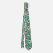 Cravate Blanc Vert Jaune Orange Rouge Fleurs Faisy (Dos)