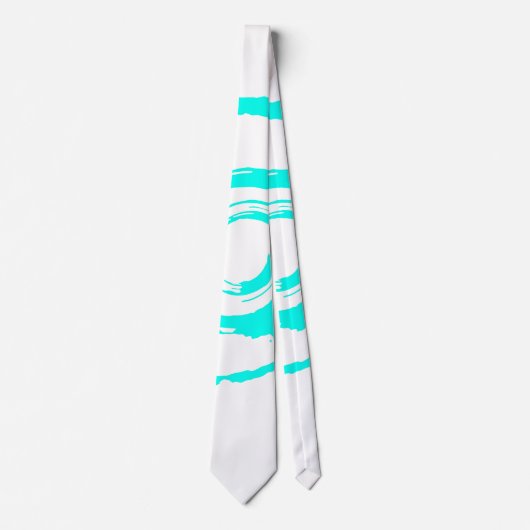 Cravate blanche avec Big Cyan Twirl (Devant)