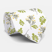 Cravate blanche avec motif de feuilles vertes et j (Roulé)
