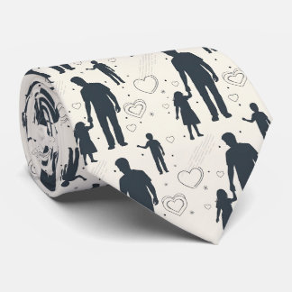cravate blanche avec motif père et fils