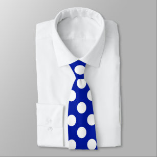 Cravate blanche bleue de motif de point de polka