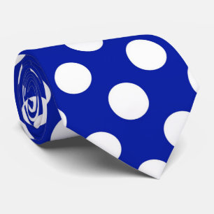 Cravate blanche bleue de motif de point de polka