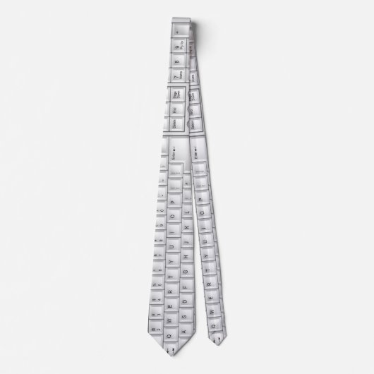 Cravate blanche de geek de clavier d'ordinateur (Devant)