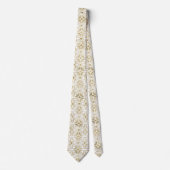 Cravate blanche de motif d'art déco d'or mignon (Devant)
