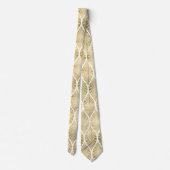 Cravate blanche de motif d'art déco d'or mignon (Dos)