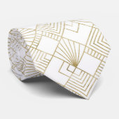 Cravate blanche de motif d'art déco d'or mignon (Roulé)
