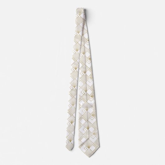 Cravate blanche de motif d'art déco d'or mignon (Dos)