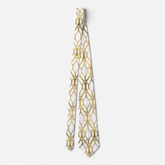 Cravate blanche de motif d'art déco d'or mignon (Dos)