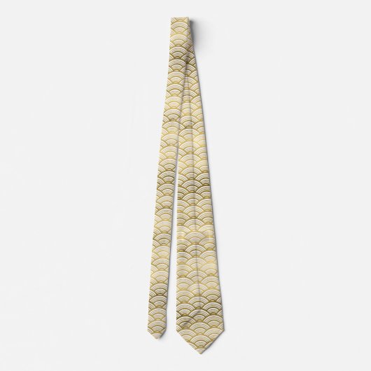 Cravate blanche de motif d'art déco d'or mignon (Dos)