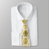 Cravate blanche de motif d'art déco d'or mignon (Attaché)
