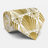 Cravate blanche de motif d'art déco d'or mignon (Roulé)