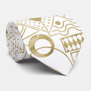 Cravate blanche de motif d'art déco d'or mignon