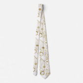 Cravate blanche de motif d'art déco d'or mignon (Dos)