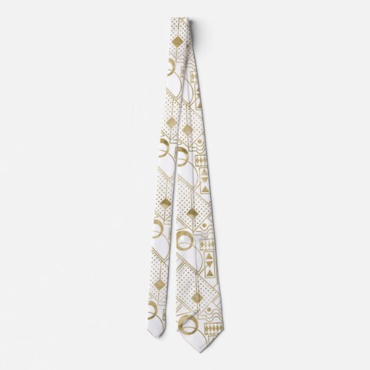 Cravate blanche de motif d'art déco d'or mignon (Dos)