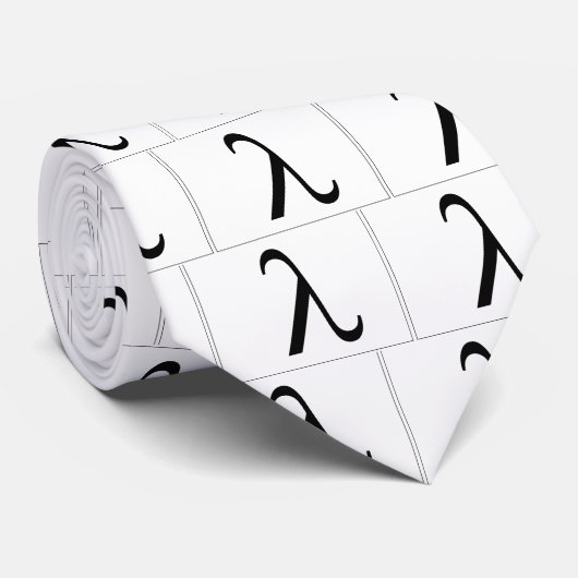 Cravate (blanche) de symbole de lambda (Roulé)