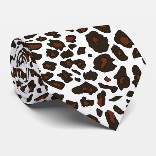 Cravate blanche d'empreinte de léopard de neige (Roulé)