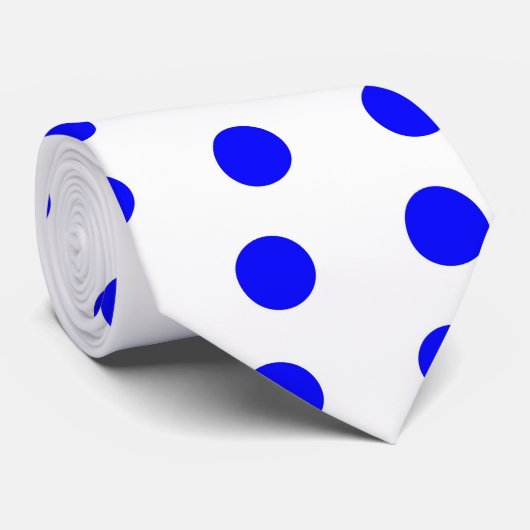 Cravate blanche et bleue de point de polka (Roulé)
