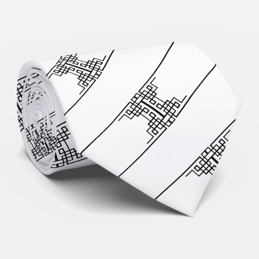 Cravate blanche et noire style Emo (Roulé)