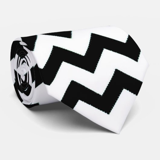 Cravate blanche noire de chevrons (Roulé)